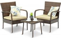 Brązowy komplet mebli na mały balkon Morrone Duo Carmel & Latte