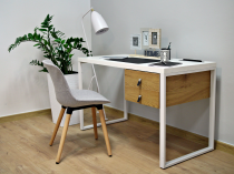 Minimalistyczne biurko dąb białe Della 120x60 z matą antypoślizgową