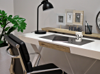 Minimalistyczne biurko dąb białe Amy 120x60 z szufladą