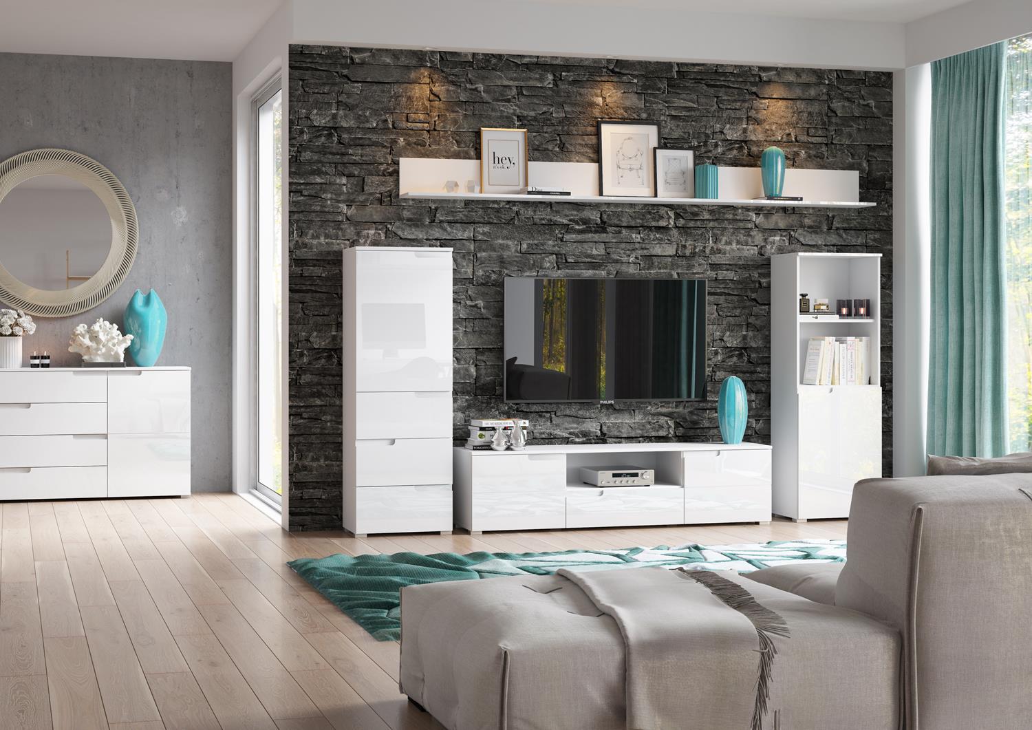 Kolekcja Selene Szynaka meble w wysokim połysku - aranżacja