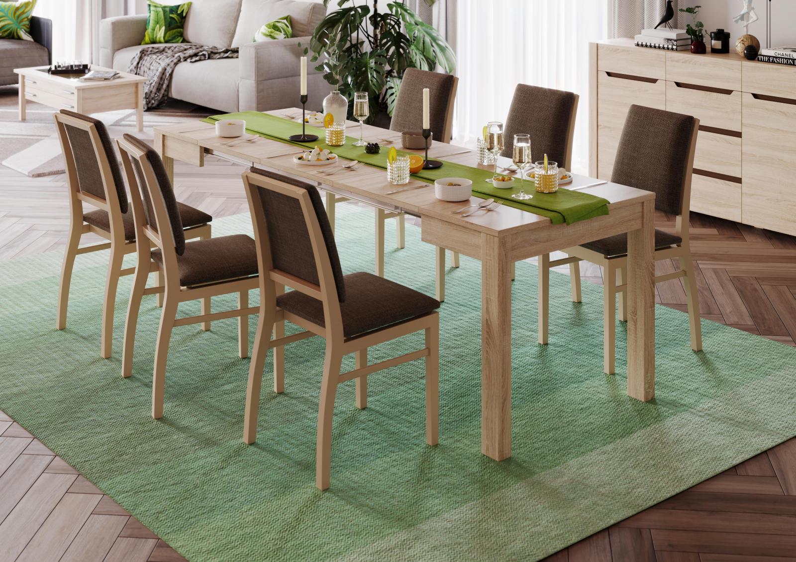 Stół rozkładany do salonu 80x230 cm dąb sonoma - aranżacja