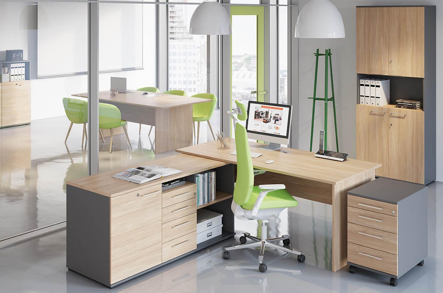 Biurko Omega 08 180x80 cm dąb sonoma - aranżacja