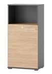 Szafka z zamkiem Omega 06 grafit i dąb urban 60x38x122 cm