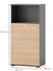 Szafka z zamkiem Omega 06 grafit i dąb urban 60x38x122 cm