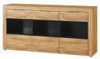 Komoda w kolorze dębu 170x40x86 Kama 47 z czarnymi wstawkami