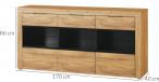 Komoda w kolorze dębu 170x40x86 Kama 47 z czarnymi wstawkami