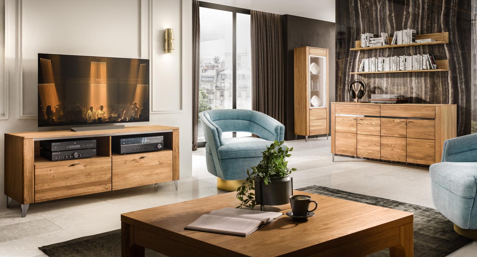 Komoda Latina 45 z litego drewna dębowego - aranżacja