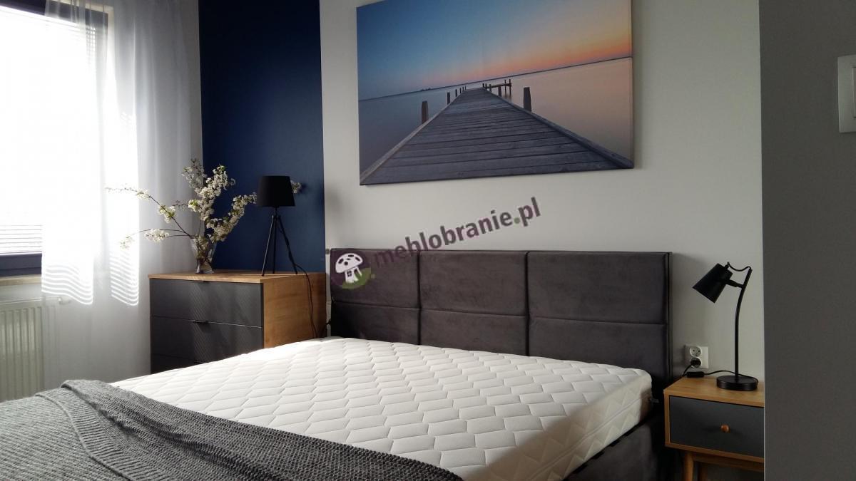ciemnoszary zagłówek łóżka dla 2 osób