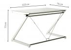 Biurko nowoczesne białe komputerowe szklane 122x76 cm Z-Line chrom