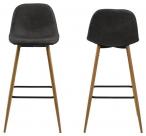 Wilma barstool Preston fabric anthracite 96, foot rest, black, base metal oak look, box/ 2 pcs