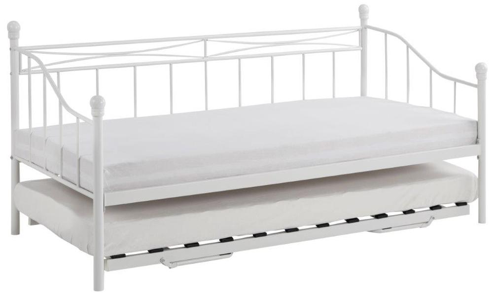 białe metalowe łóżko rozkładane 90-180 cm