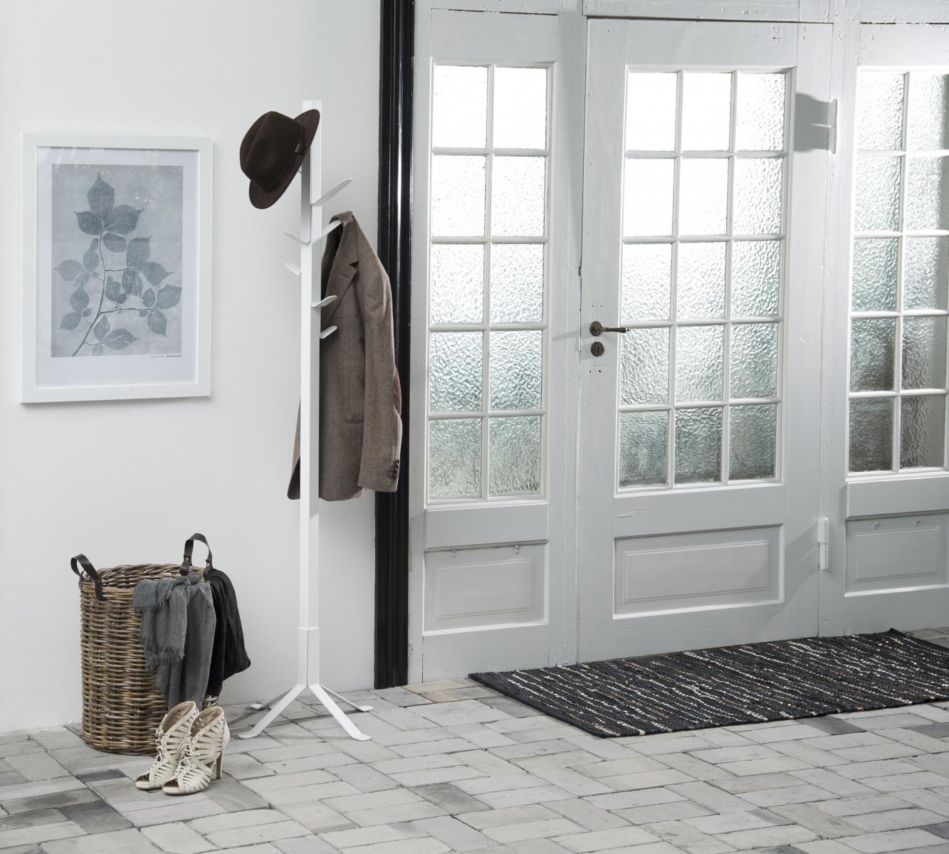 wieszak na ubrania stojący metalowy srebrny