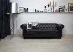 Charlietown trzyosobowa sofa ekoskóra czarna chesterfield 219 cm