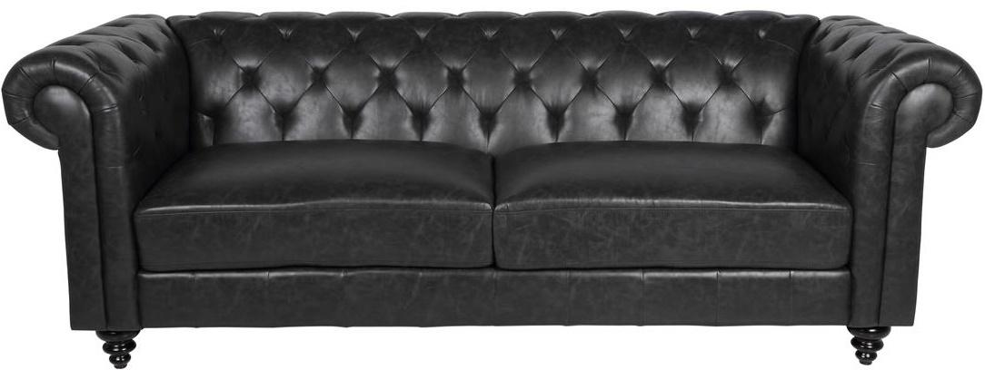 czarna pikowana sofa skórzana