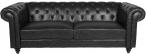 Charlietown trzyosobowa sofa ekoskóra czarna chesterfield 219 cm