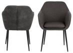 Emilia carver, front Dallas fabric, grey/brown 380 back side Preston anthracite 96, base metal matt black, square box