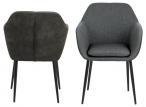 Emilia carver front Dallas fabric grey 450, back side Preston grey/brown 94, base metal matt black