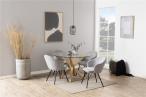 Mitzie dining chair Holly fabric grey 7, back side sewing harlequin, base metal powder coated rough, matt black