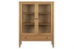 Brentwood glass cabinet solid/veneer oak, oil glass doors 2 pcs, drawers 1 pcs L:110 W:37 H:145.5 cm