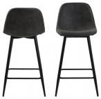 Wilma counter chair Preston fabric anthracite 96, foot rest, black, base metal black, box/ 2 pcs