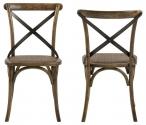 VINTAGE Chair w/rattan seat. ASS Hardwood, antique stained. Black metal cross (2pcs./box)