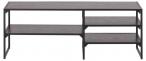 Seaford TV-table, 3 shelves melamine ash black, base metal powder coated rough matt black, asymmetric L:120 W:33 H:46 cm