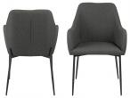 June dining chair Sitka fabric grey 1.0, FR, base metal powder coated, black box/ 2 pcs