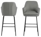 Chisa barstool Corsica fabric light grey 40, base metal powder coated rough matt black, KD