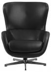 Porto resting chair leather look Dollaro black PU A20, FR, 5-star base brushed chrome