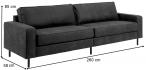 Ciemnoszara sofa na nóżkach Jesolo 3 osobowa