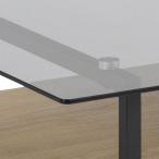 Okaya coffee table,glass table top smoke stained, 6 mm, 1 shelf melamine wild oak, base powder coated rough, matt black, L:80 W:80 H:42 cm