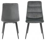 Lilian dining chair Dublin fabric dark grey 40, 4 legs powder coated rough, matt black, box/ 2 pcs