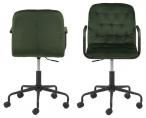 Wendy desk chair VIC fabric forest green 68AC, arm rest 5-star base powder coated, matt black, soft castors