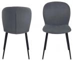 Evelyn dining chair Loyd fabric grey 9, piping base metal powder coated rough, matt black, box/ 2 pcs