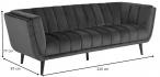 Actona Tampa 3-osobowa sofa do salonu welurowa ciemnoszara 220 cm