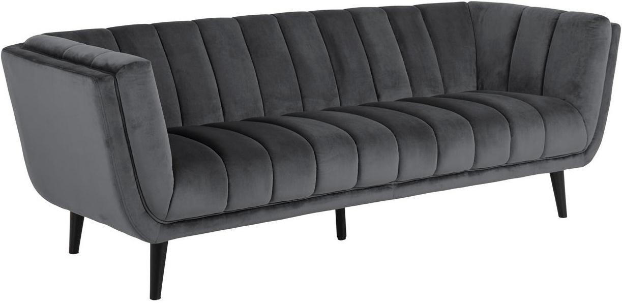 szara sofa welurowa na nóżkach