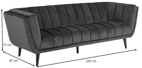 Actona sofa do salonu welurowa trzyosobowa 220 cm brudny róż ...