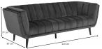 Actona sofa do salonu welurowa trzyosobowa 220 cm brudny róż