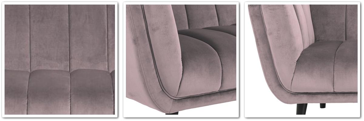 welurowa różowa sofa