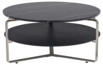Stolik kawowy Treeni Ø90x45 cm czarny blat marmur
