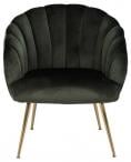 Daniella resting chair VIC fabric dark green 74AC, metal legs brushed chrome, brass coloured