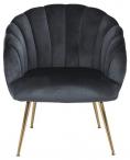 Daniella resting chair VIC fabric Dark Grey 28, metal legs brushed chrome, brass coloured
