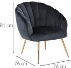 Actona Daniella ciemnoszary fotel w stylu glamour na złotych nogach 76x81 cm