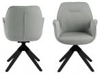 Aura dining chair, Town fabric light grey 13, arm rest, center legs rubber wood, black painted, lacquered, auto return, box/ 1 pcs