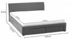 Łóżko tapicerowane LED dla 2 osób 140x200 cm