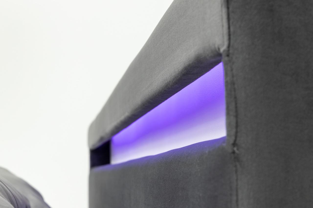 łóżko tapicerowane zagłówek z LEDAMI