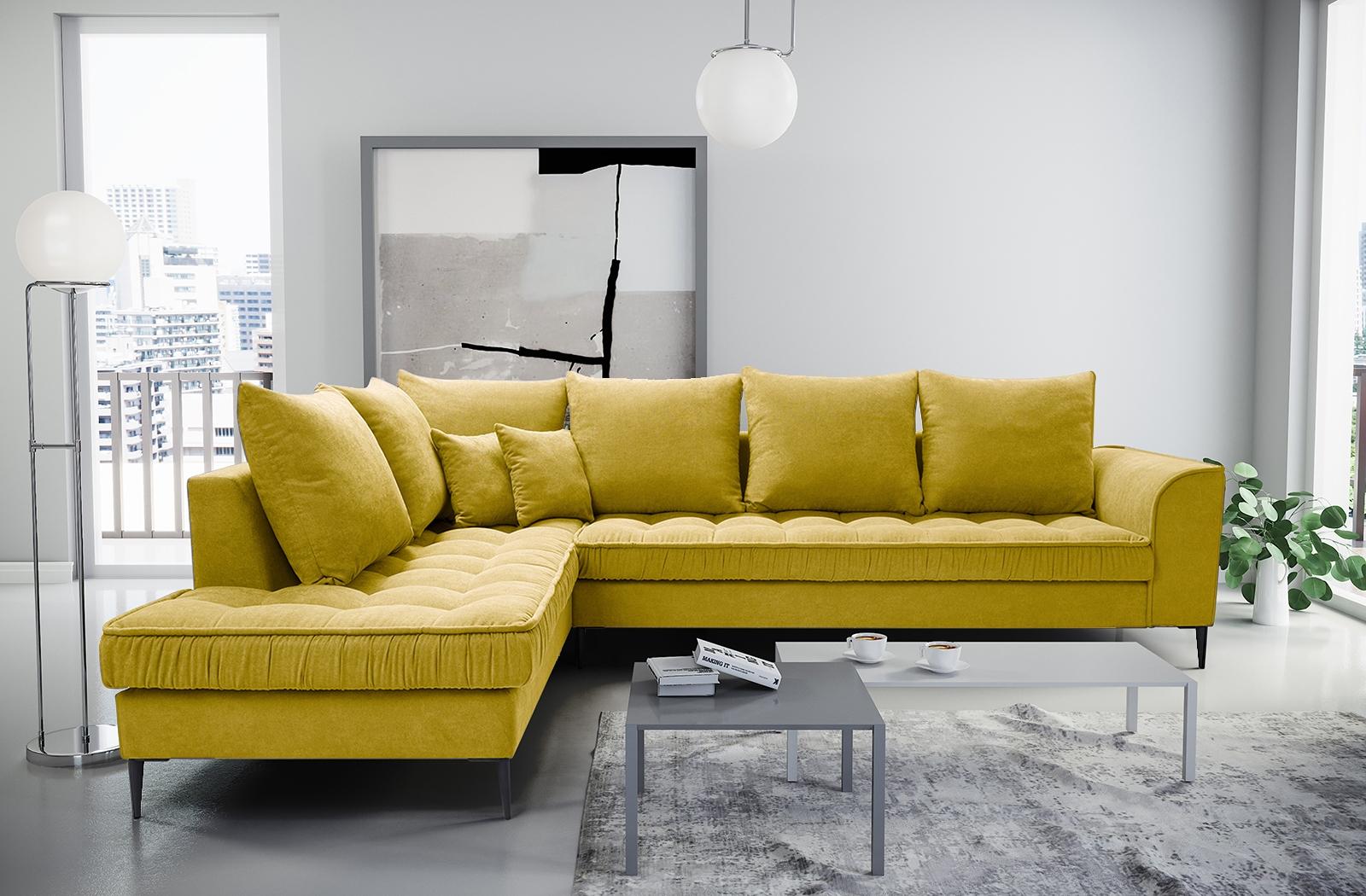 żółty narożnik do salonu