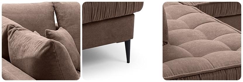 detale brązowego narożnika - pikowania, nóżki