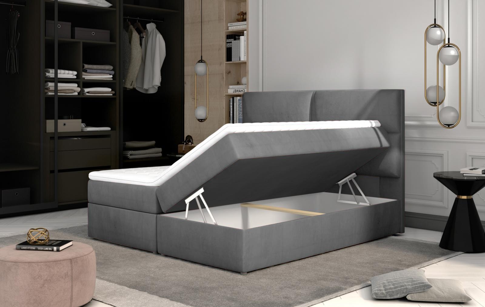 Łóżko kontynentalne z pojemnikiem na pościel Amber