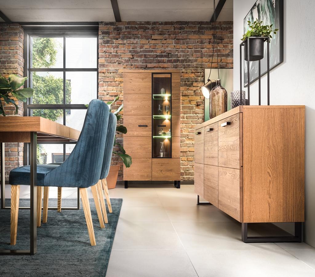 Zestaw mebli do jadalni z litego drewna dębowego - aranżacja